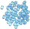 50 8x6mm Transparent Matte Light Blue and Green Flat Oval Glass Beads
